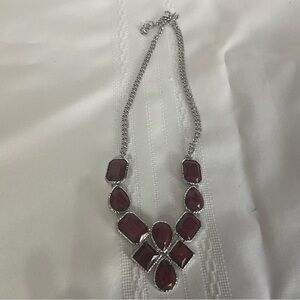 Elegant Silver and Red Gemstone Necklace